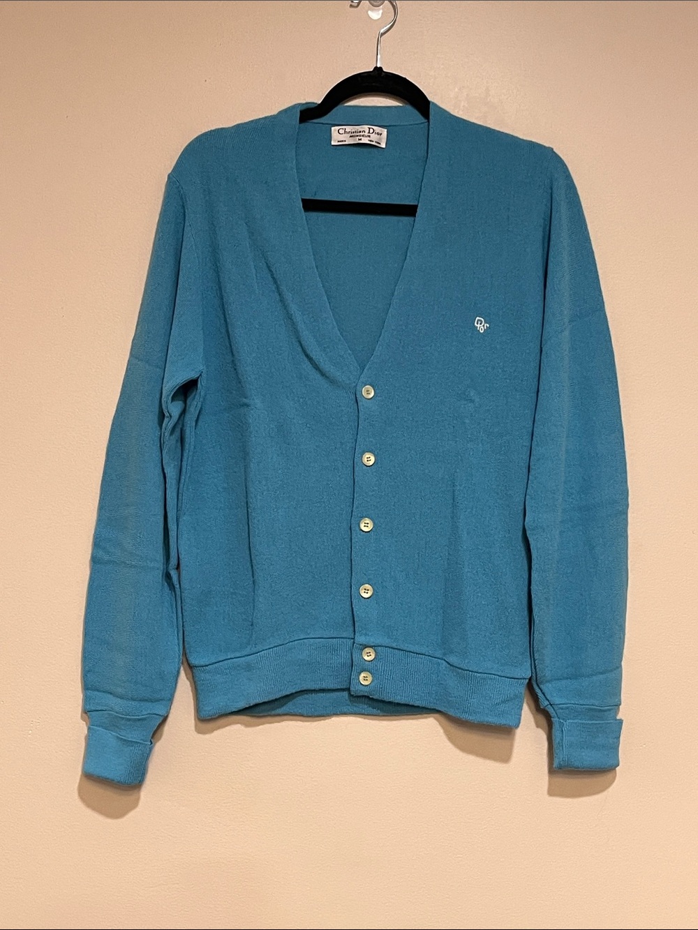 Christian Dior Monsieur | Blue Orion Acrylic cardigan sweater  Mens size M vtg